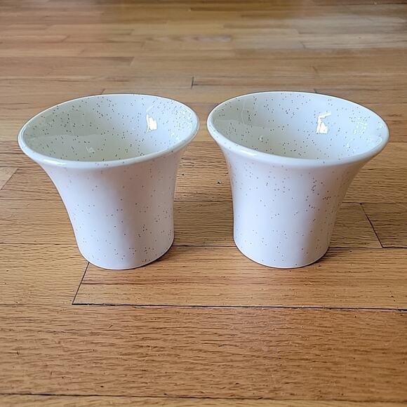 Vintage 70s Pottery Craft Speckled Wheat Pattern Flared Cups Glazed MCM Prairie - Picture 3 of 10